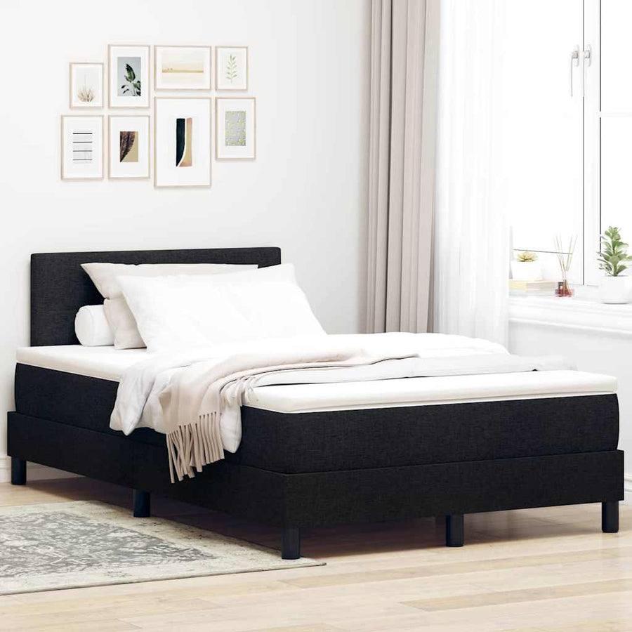 Boxspringbed met matras met hoofdeinde Zwart 120 x 200 cm Stof