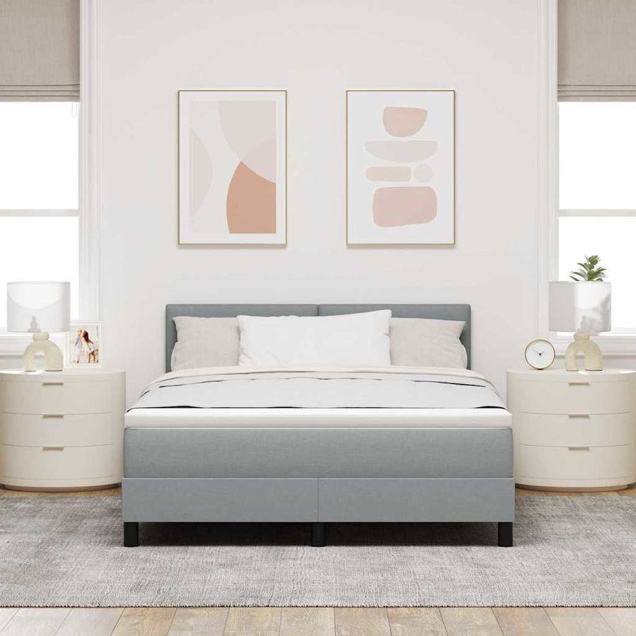 Boxspringbed met matras met matras Lichtgrijs 140 x 190 cm Stof