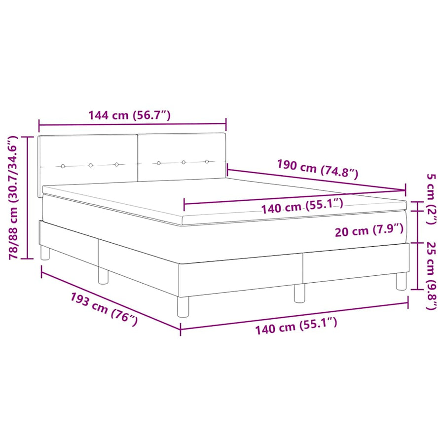 Boxspringbed met matras Donkergrijs 140 x 190 cm Stof