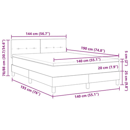 Boxspringbed met matras Donkerbruin 140 x 190 cm Stof
