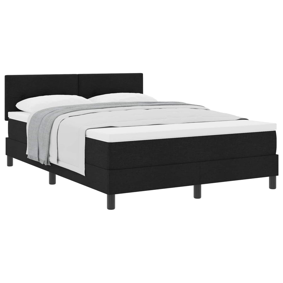 Boxspringbed met matras met hoofdeinde Zwart 160 x 200 cm Stof