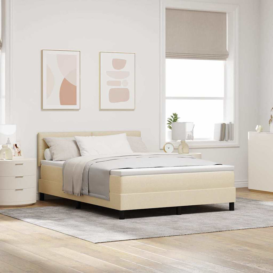 Boxspringbed met matras met matras Crème 160 x 200 cm Stof