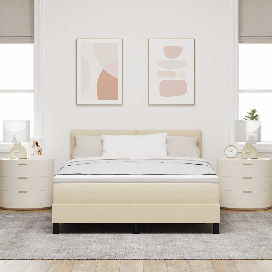 Boxspringbed met matras met matras Crème 160 x 200 cm Stof