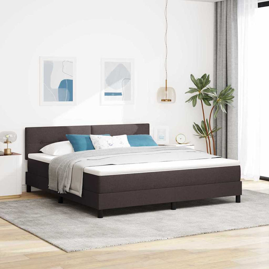 Boxspringbed met matras Donkerbruin 180 x 200 cm Stof