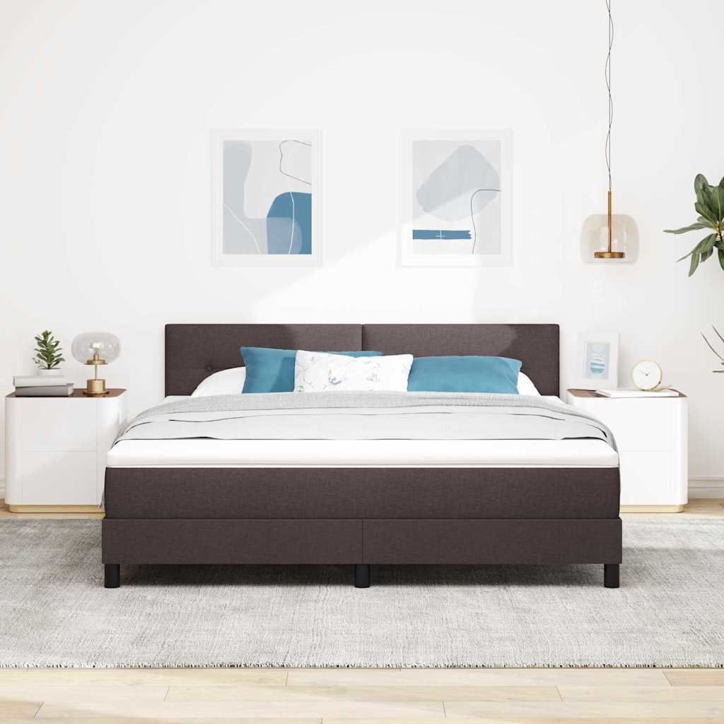 Boxspringbed met matras Donkerbruin 180 x 200 cm Stof