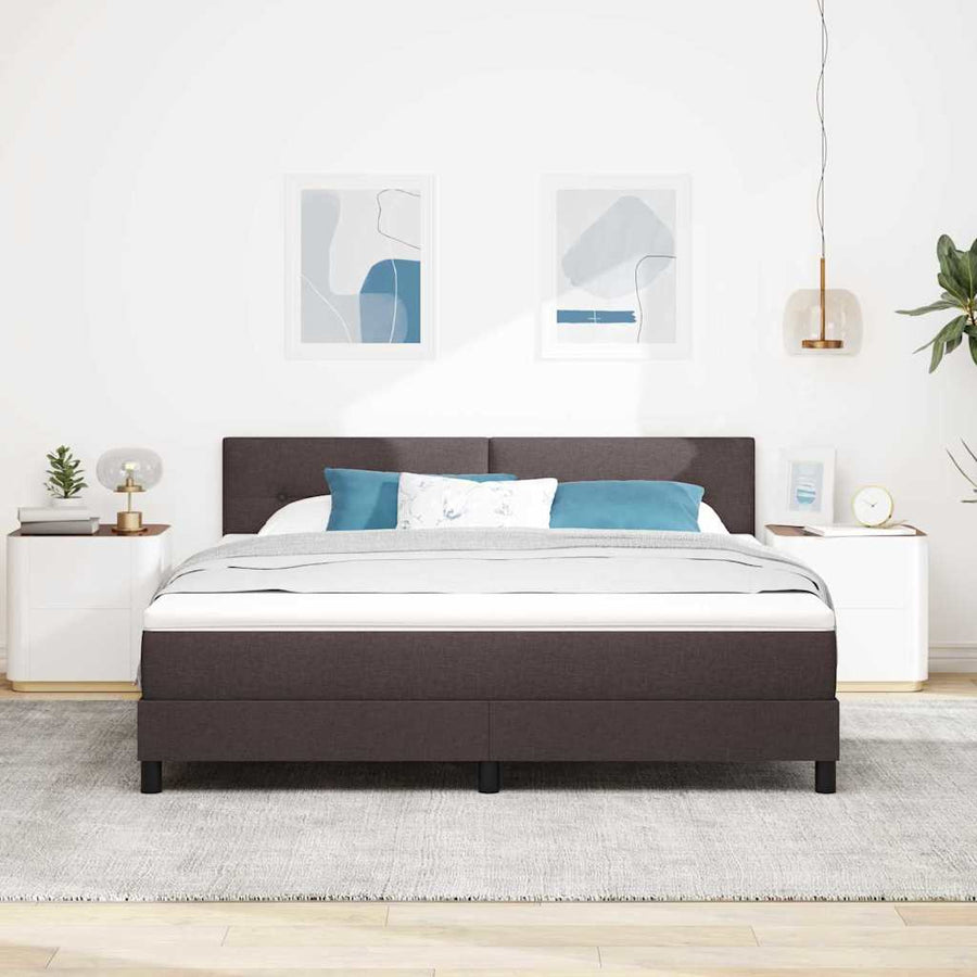 Boxspringbed met matras Donkerbruin 180 x 200 cm Stof
