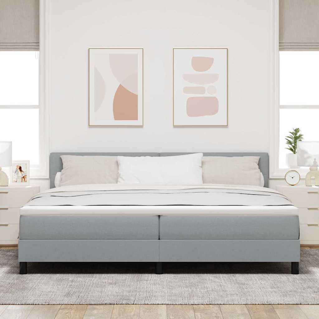 Boxspringbed met hoofdeinde Lichtgrijs 200 x 200 cm Stof