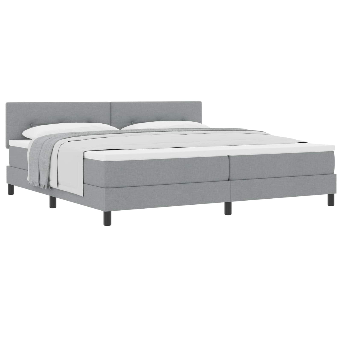 Boxspringbed met hoofdeinde Lichtgrijs 200 x 200 cm Stof