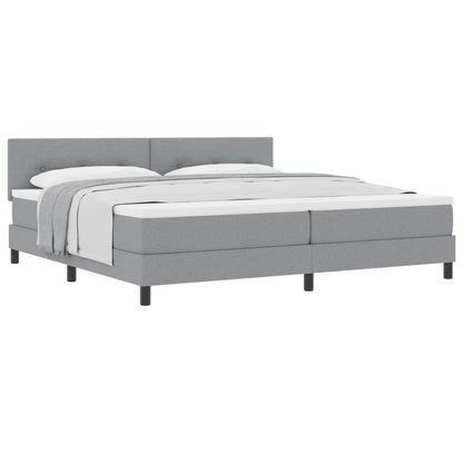 Boxspringbed met hoofdeinde Lichtgrijs 200 x 200 cm Stof