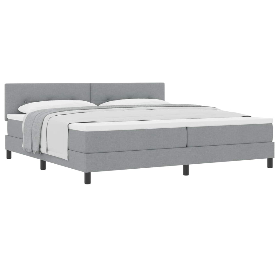 Boxspringbed met hoofdeinde Lichtgrijs 200 x 200 cm Stof