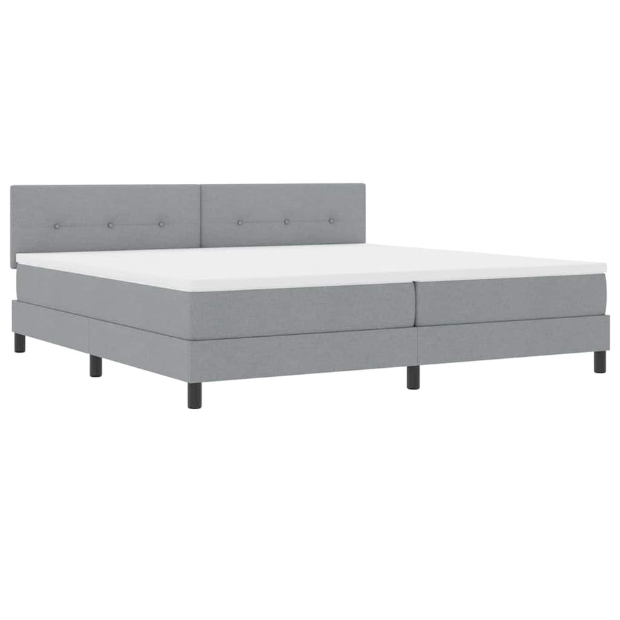 Boxspringbed met hoofdeinde Lichtgrijs 200 x 200 cm Stof