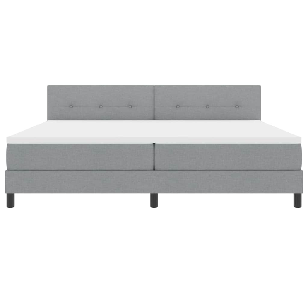 Boxspringbed met hoofdeinde Lichtgrijs 200 x 200 cm Stof