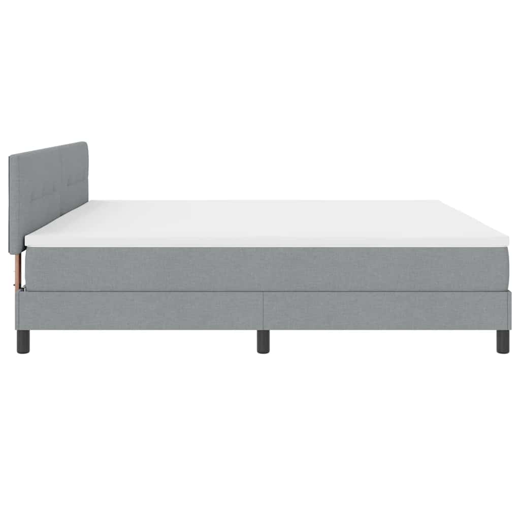 Boxspringbed met hoofdeinde Lichtgrijs 200 x 200 cm Stof