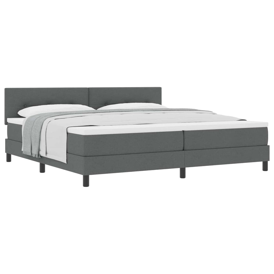 Boxspringbed met hoofdeinde Donkergrijs 200 x 200 cm Stof