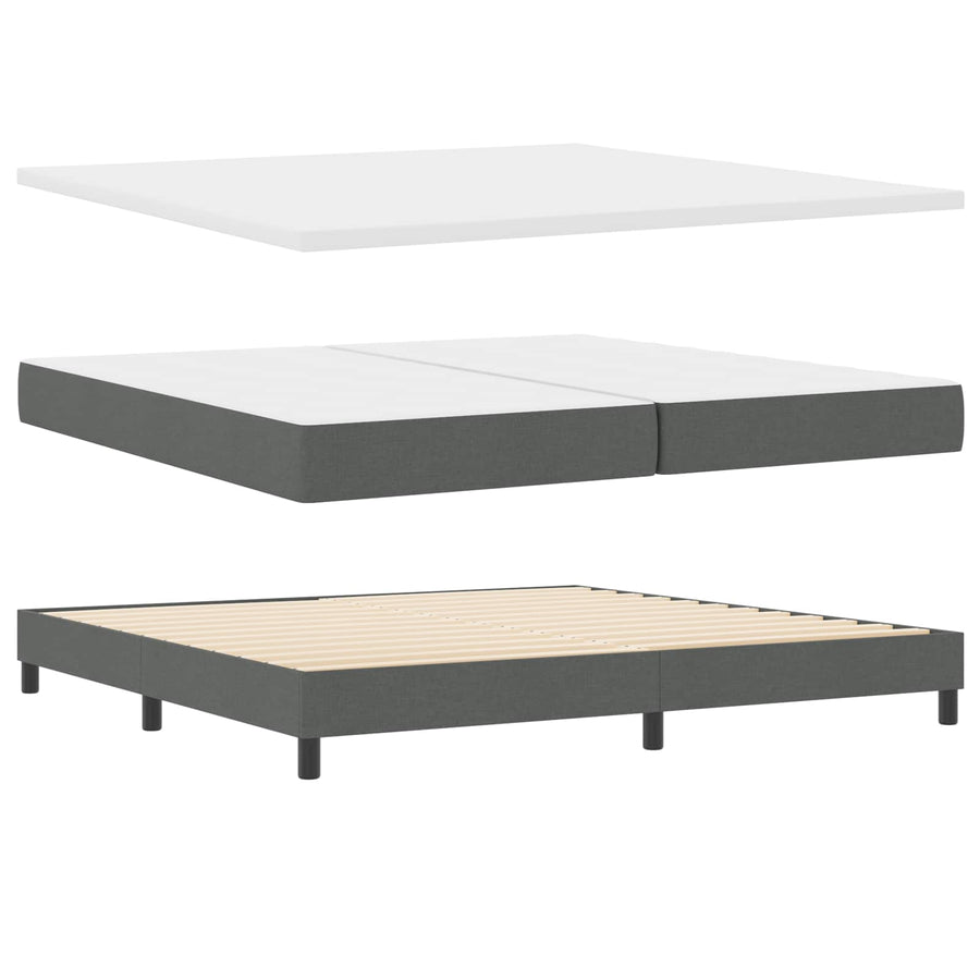 Boxspringbed met hoofdeinde Donkergrijs 200 x 200 cm Stof