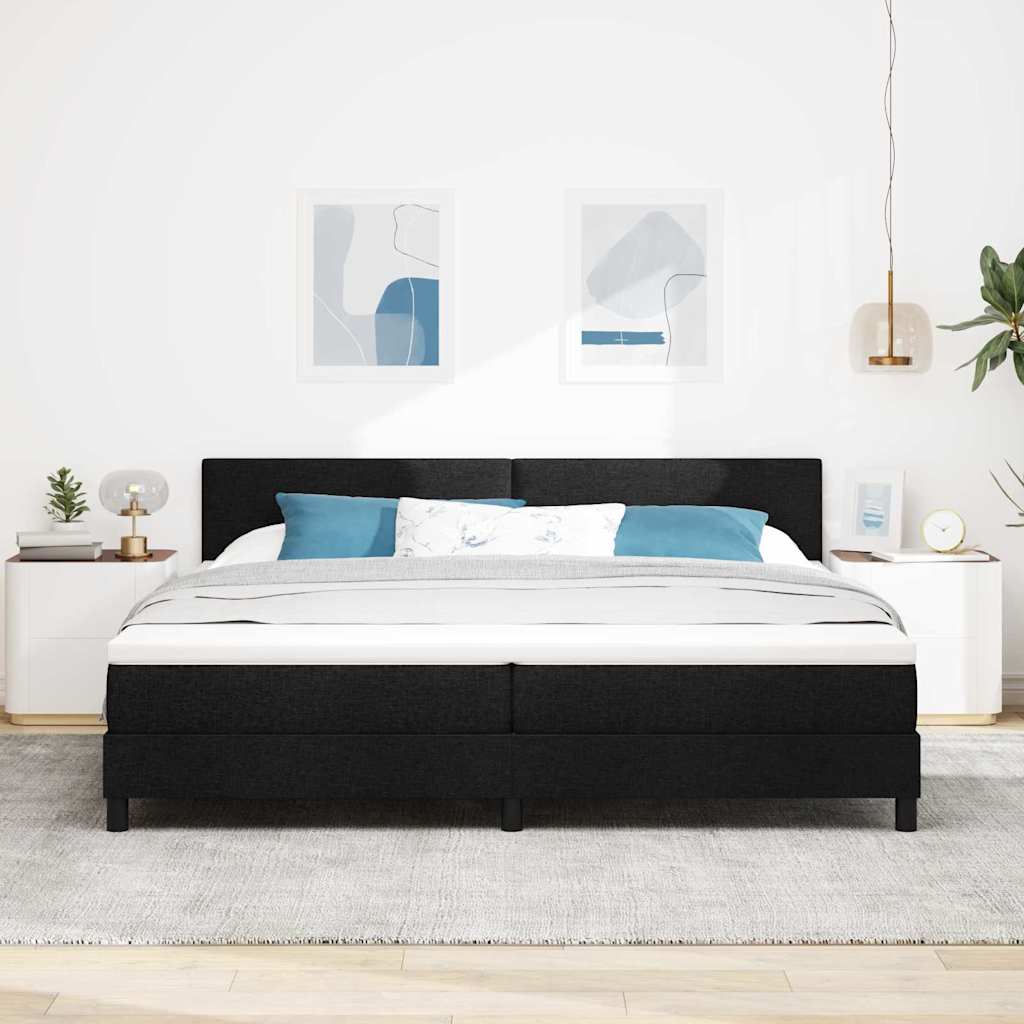 Boxspringbed met hoofdeinde Zwart 200 x 200 cm Stof