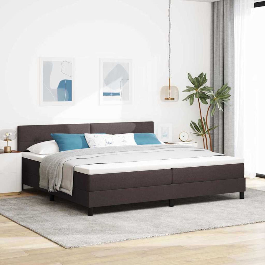 Boxspringbed met hoofdeinde Donkerbruin 200 x 200 cm Stof