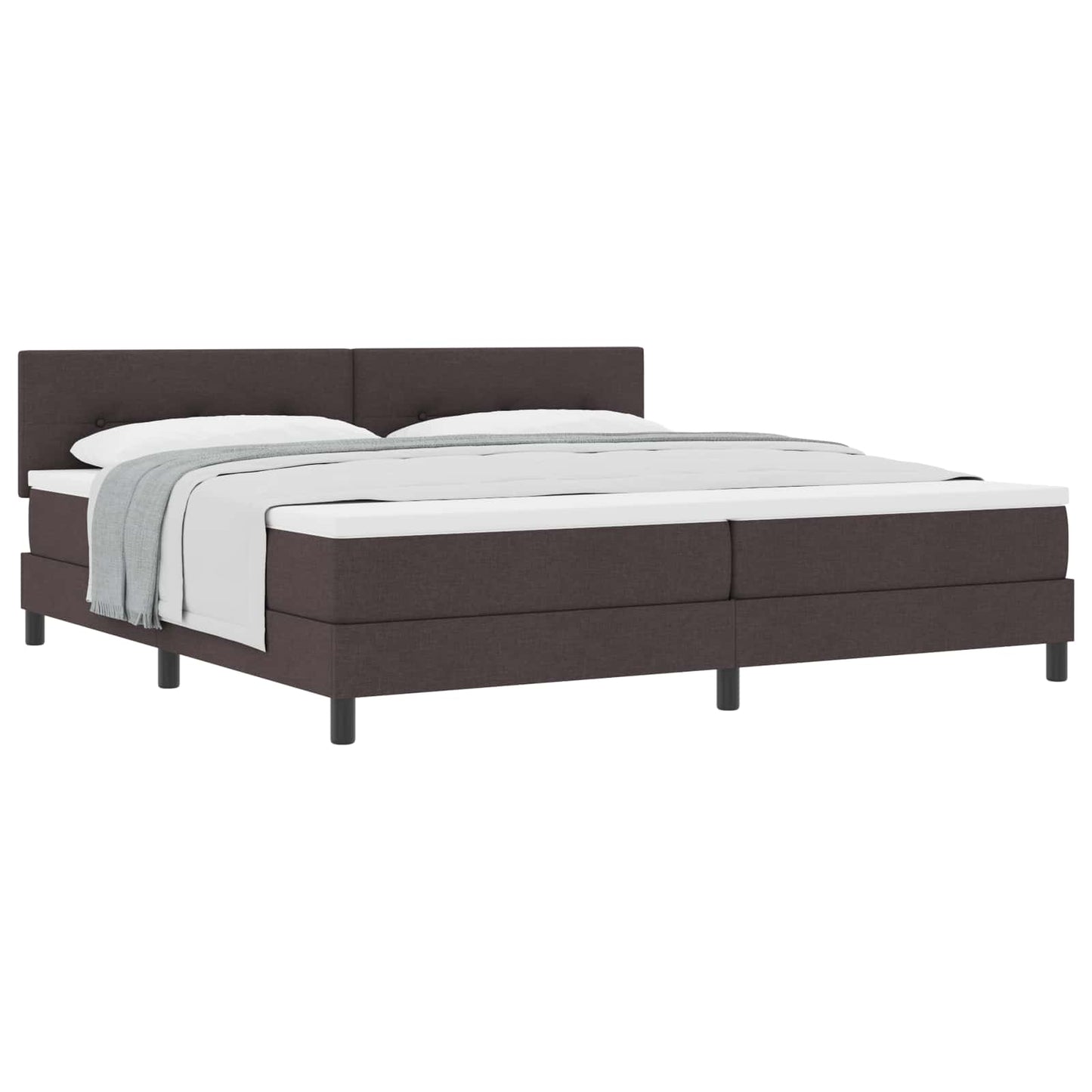 Boxspringbed met hoofdeinde Donkerbruin 200 x 200 cm Stof