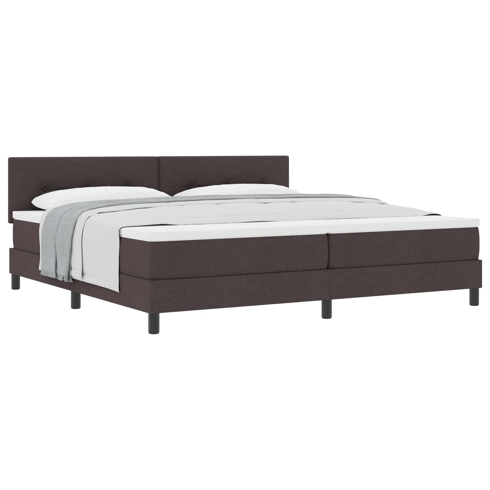 Boxspringbed met hoofdeinde Donkerbruin 200 x 200 cm Stof