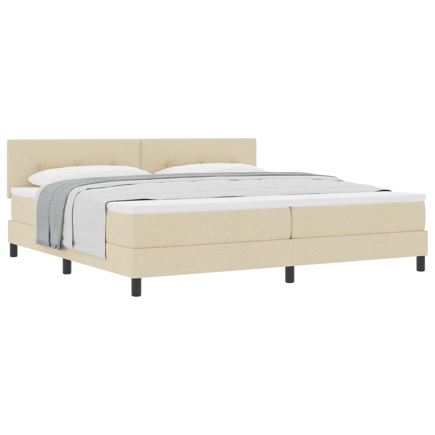 Boxspringbed met matras met hoofdeinde Crème 200 x 200 cm Stof