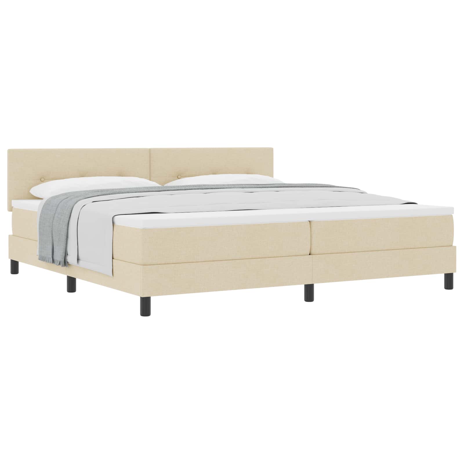 Boxspringbed met matras met hoofdeinde Crème 200 x 200 cm Stof