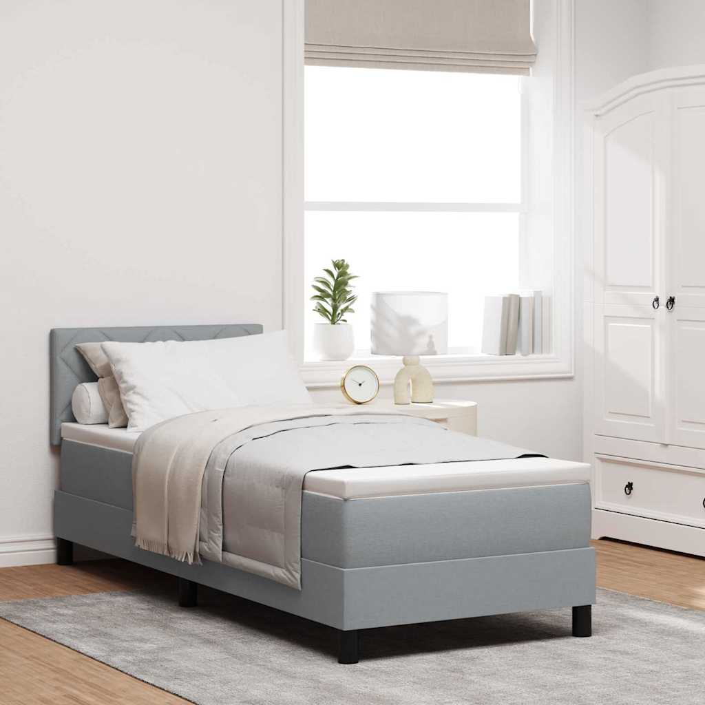 Boxspringbed met hoofdeinde Lichtgrijs 80 x 200 cm Stof