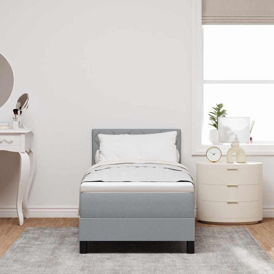 Boxspringbed met hoofdeinde Lichtgrijs 80 x 200 cm Stof