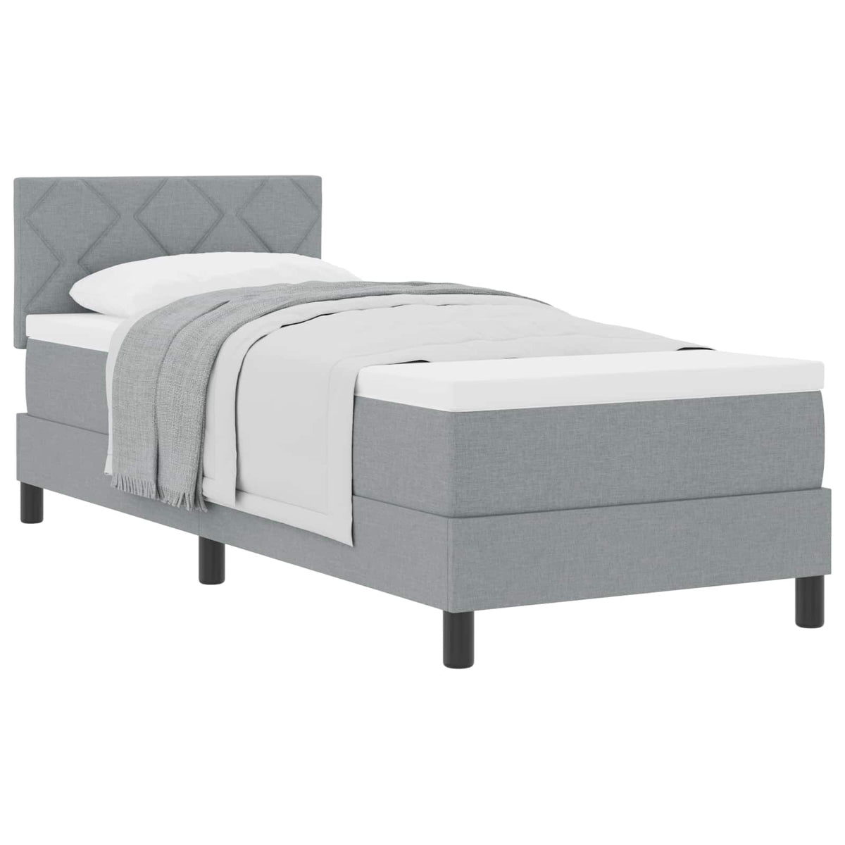 Boxspringbed met hoofdeinde Lichtgrijs 80 x 200 cm Stof