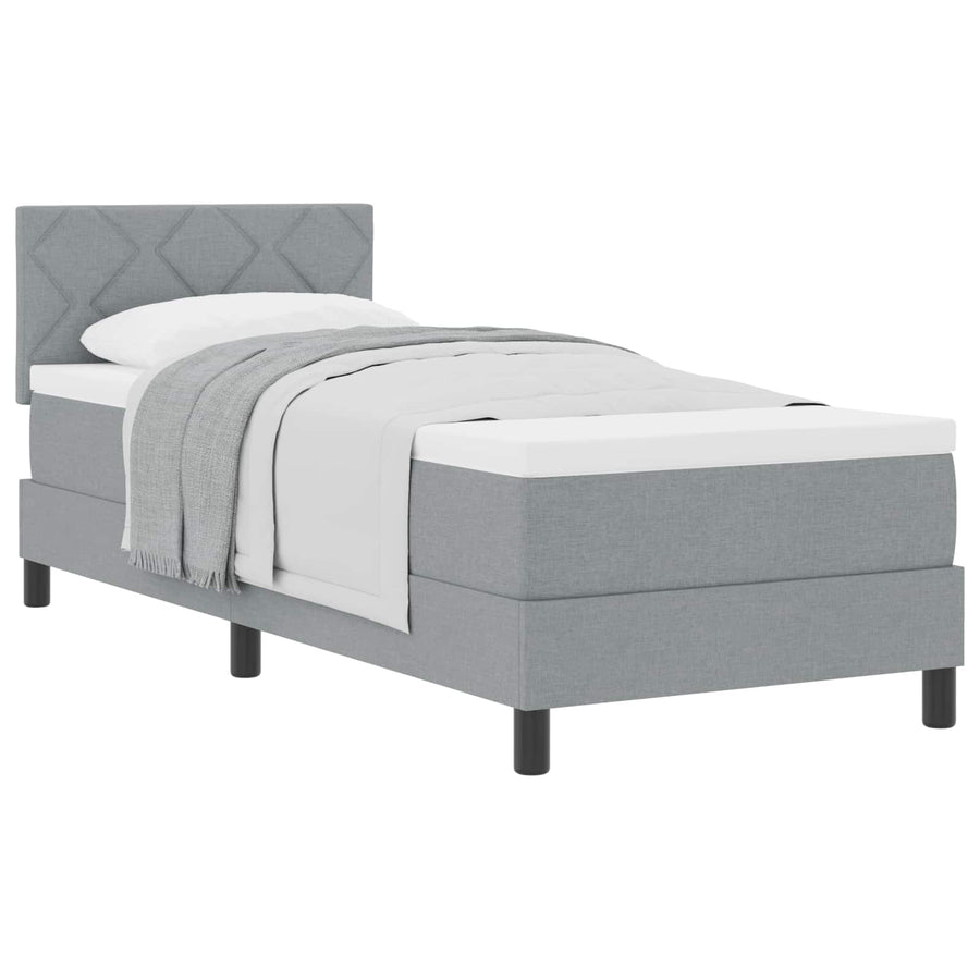 Boxspringbed met hoofdeinde Lichtgrijs 80 x 200 cm Stof
