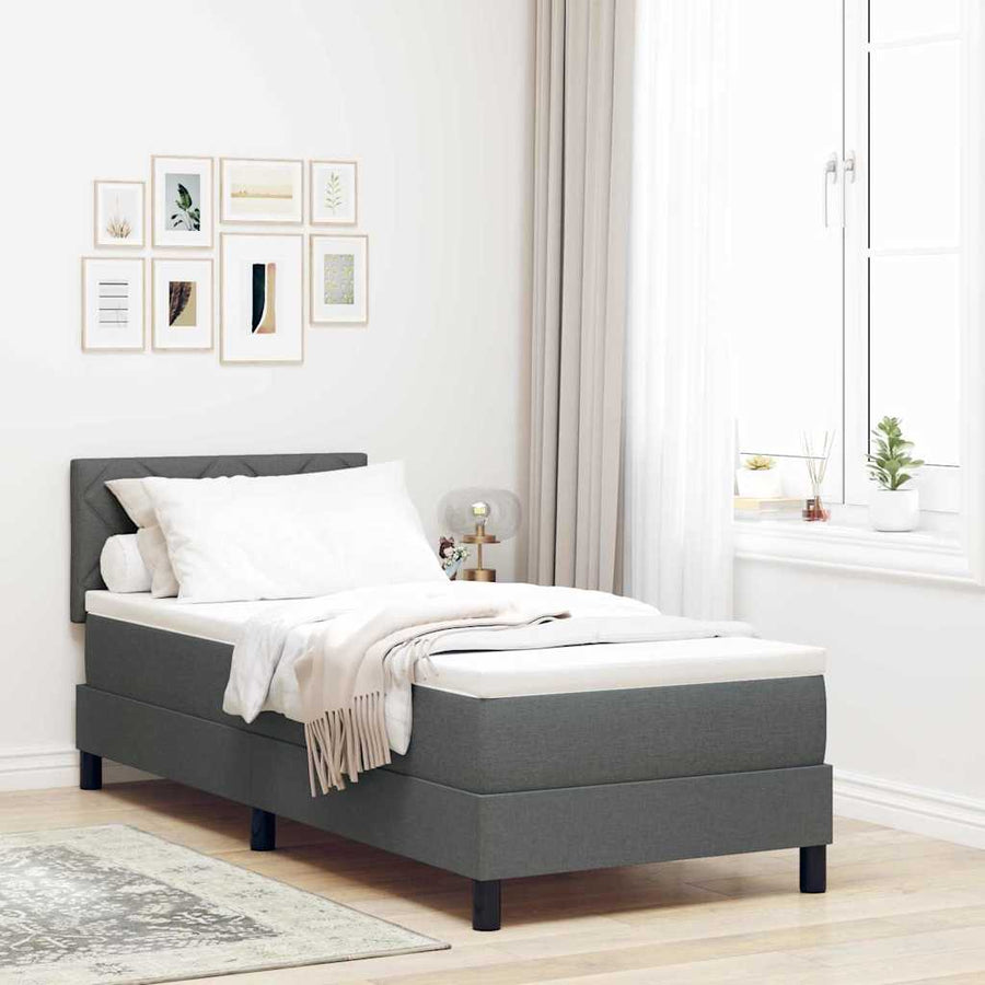 Boxspringbed met matras Donkergrijs 80 x 200 cm Stof