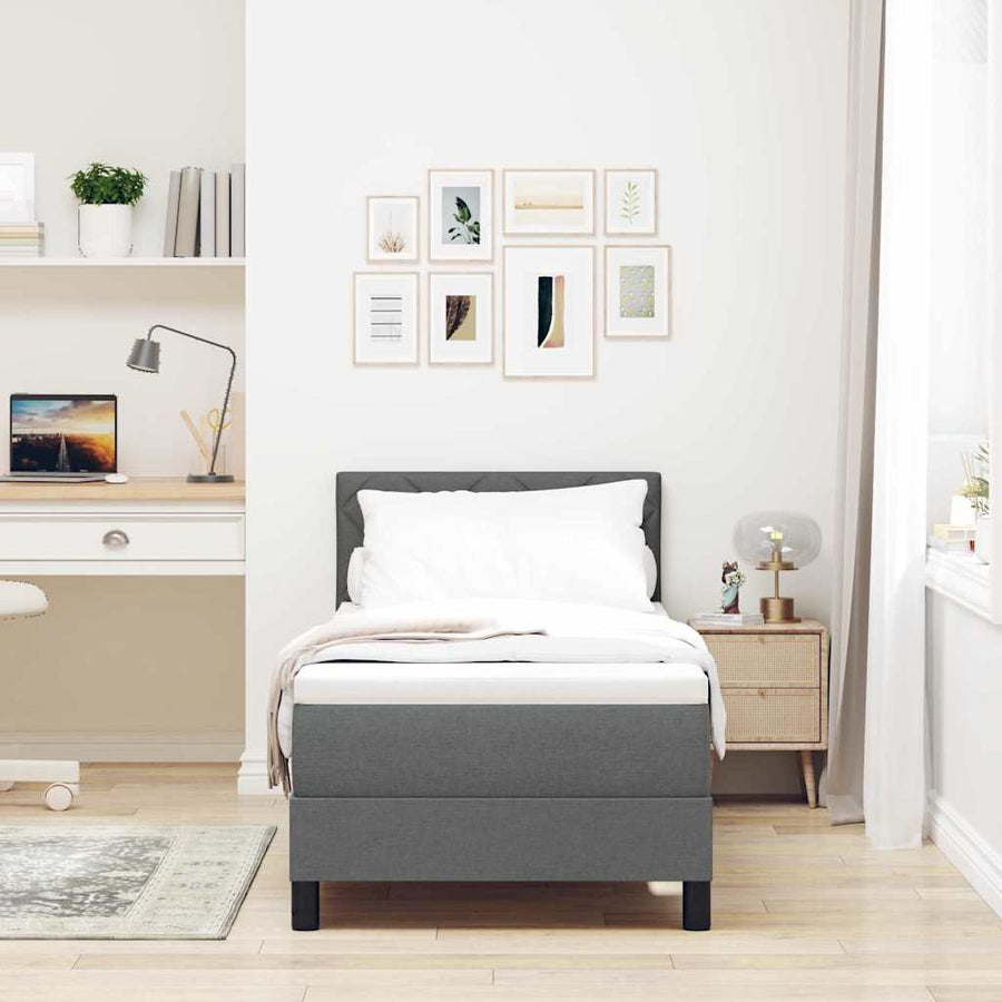 Boxspringbed met matras Donkergrijs 80 x 200 cm Stof