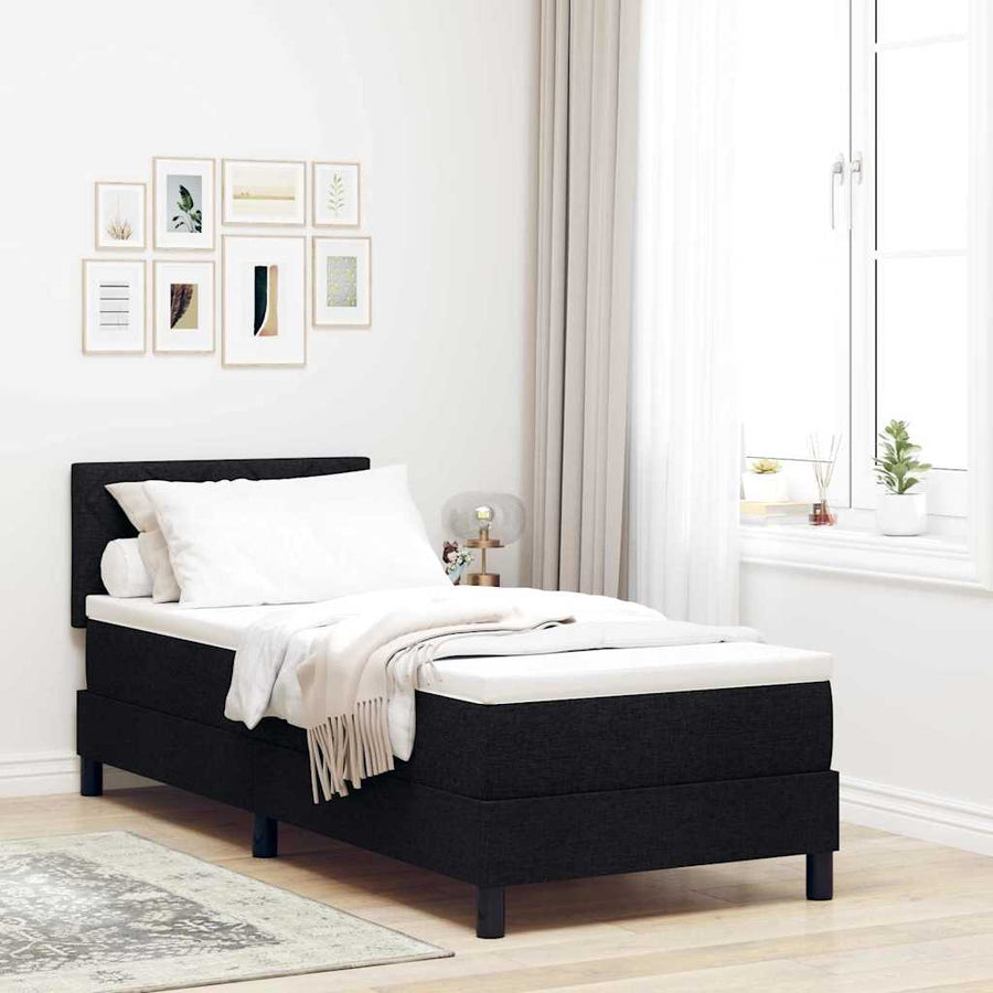 Boxspringbed met matras met hoofdeinde Zwart 80 x 200 cm Stof