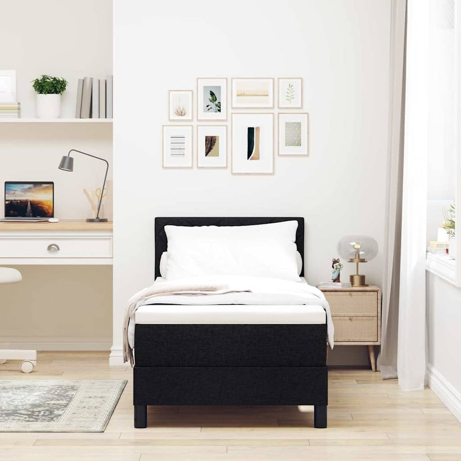 Boxspringbed met matras met hoofdeinde Zwart 80 x 200 cm Stof