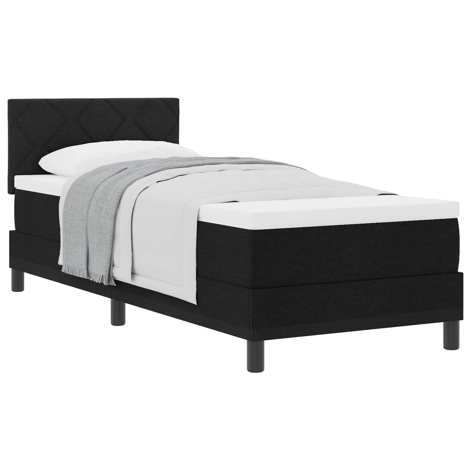 Boxspringbed met matras met hoofdeinde Zwart 80 x 200 cm Stof