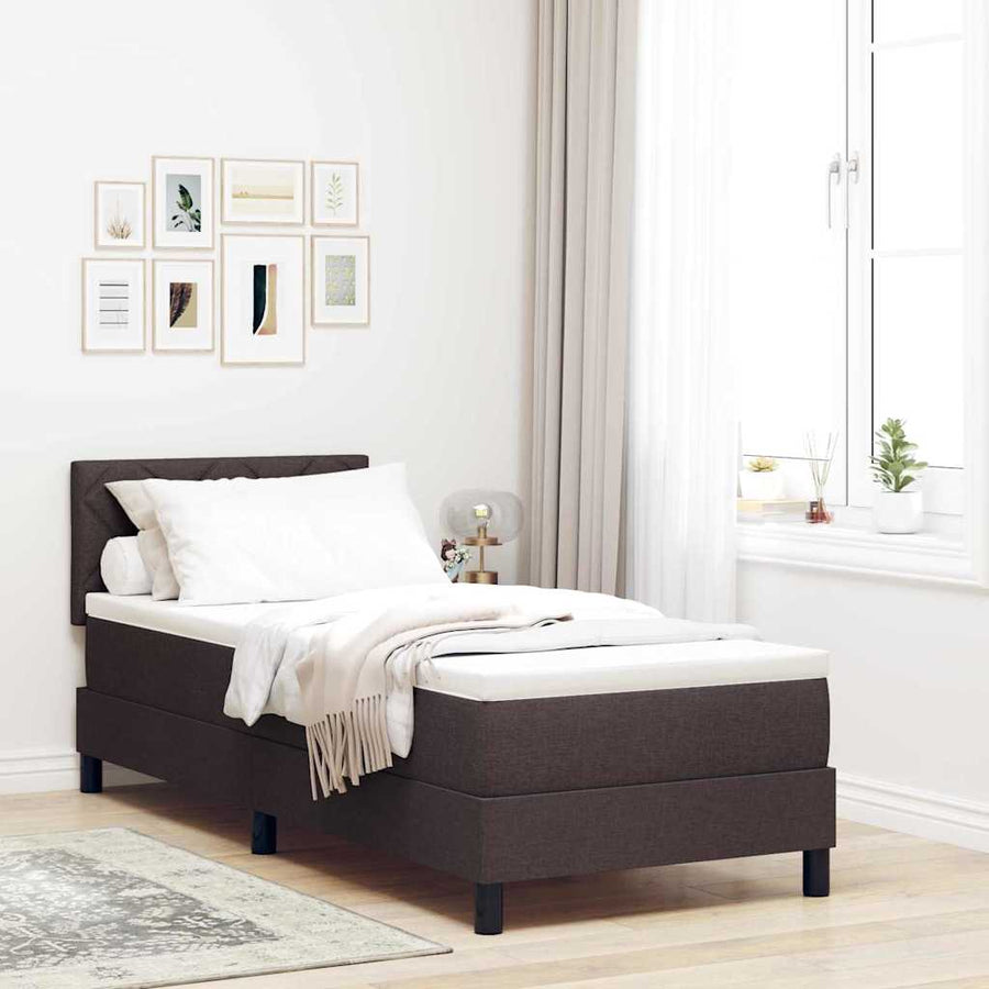 Boxspringbed met matras Donkerbruin 80 x 200 cm Stof