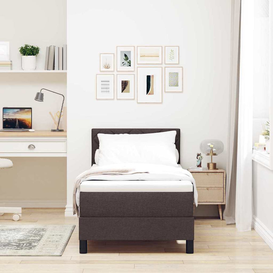 Boxspringbed met matras Donkerbruin 80 x 200 cm Stof
