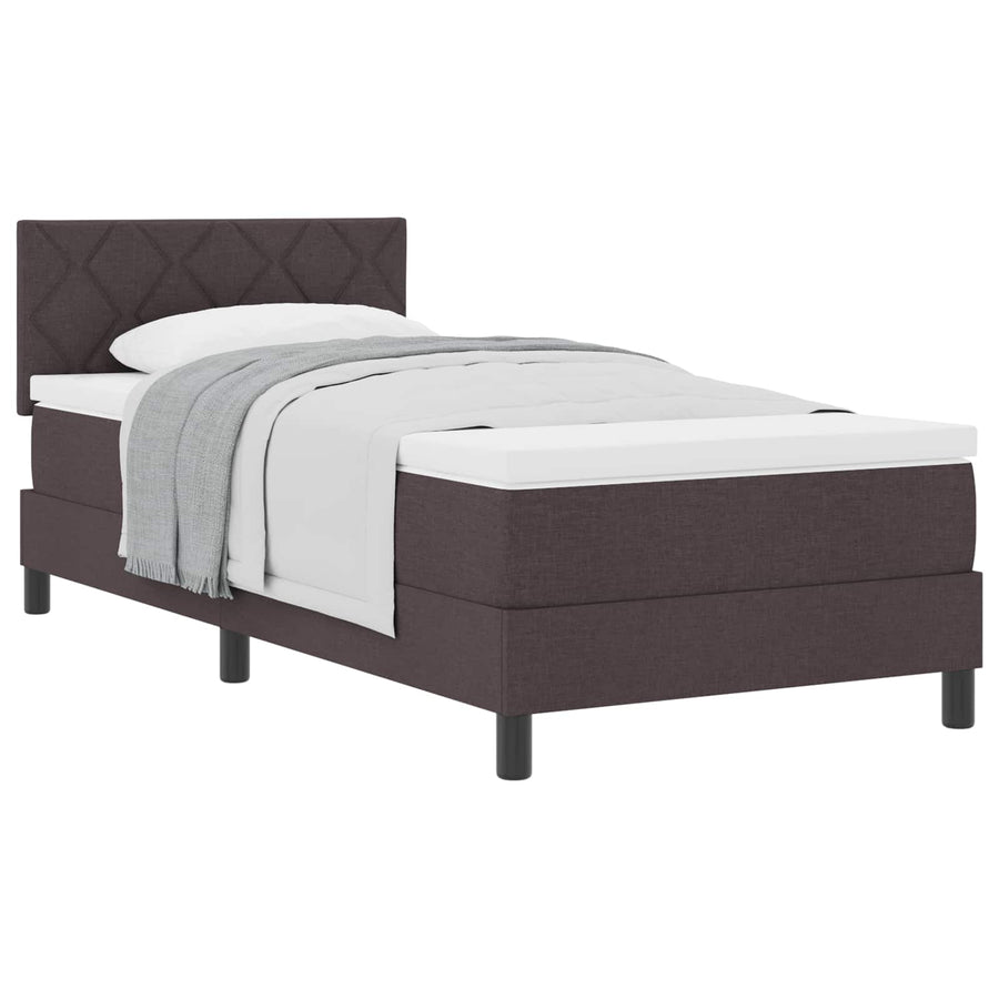 Boxspringbed met matras Donkerbruin 90 x 190 cm Stof
