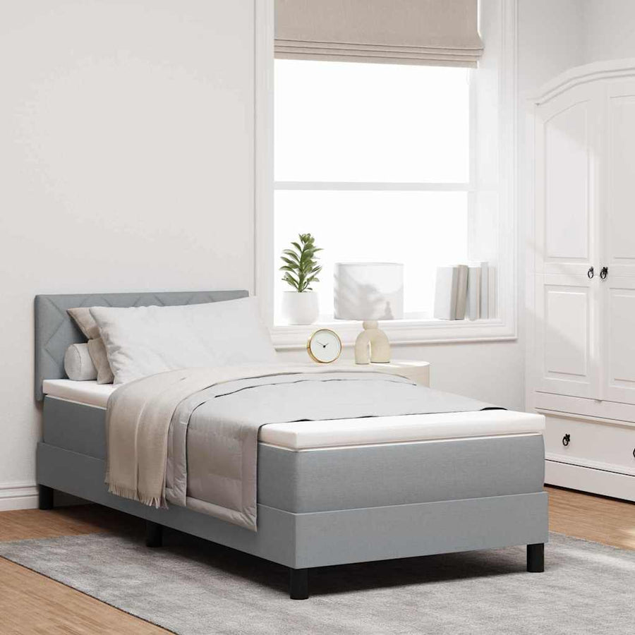 Boxspringbed met hoofdeinde Lichtgrijs 100 x 200 cm Stof