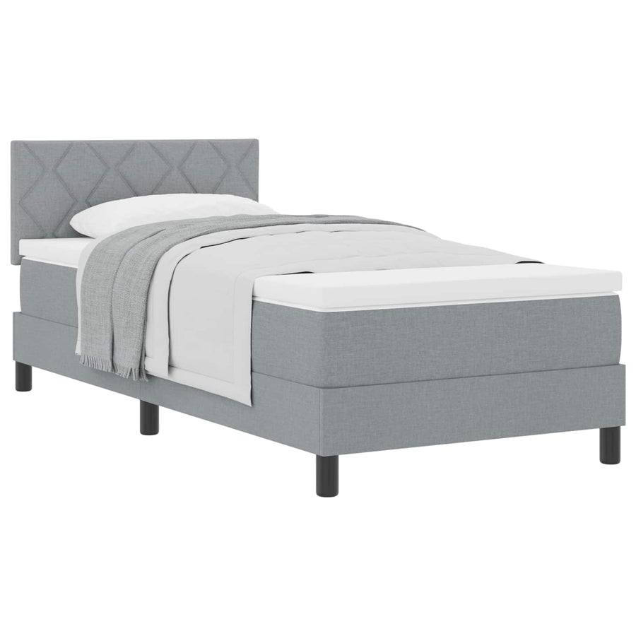 Boxspringbed met hoofdeinde Lichtgrijs 100 x 200 cm Stof