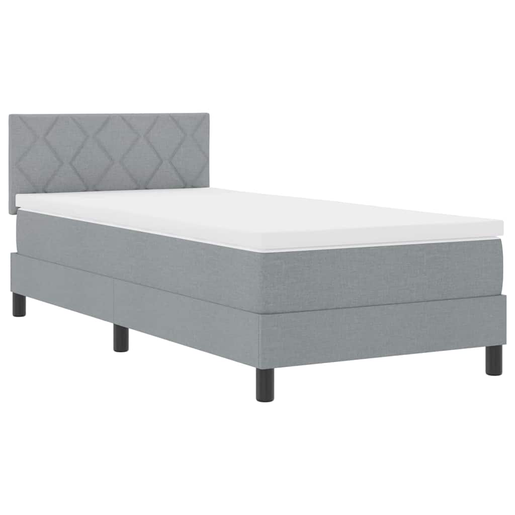 Boxspringbed met hoofdeinde Lichtgrijs 100 x 200 cm Stof