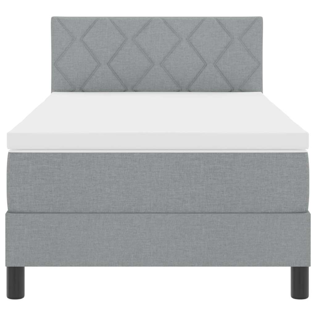 Boxspringbed met hoofdeinde Lichtgrijs 100 x 200 cm Stof