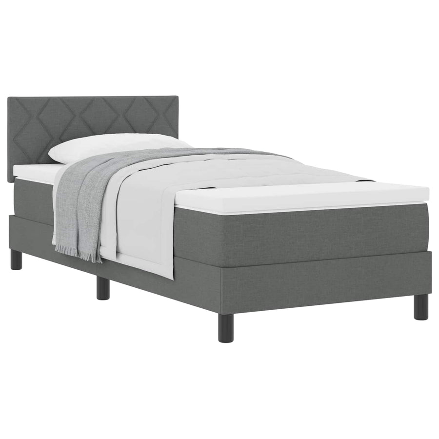 Boxspringbed met matras Donkergrijs 100 x 200 cm Stof