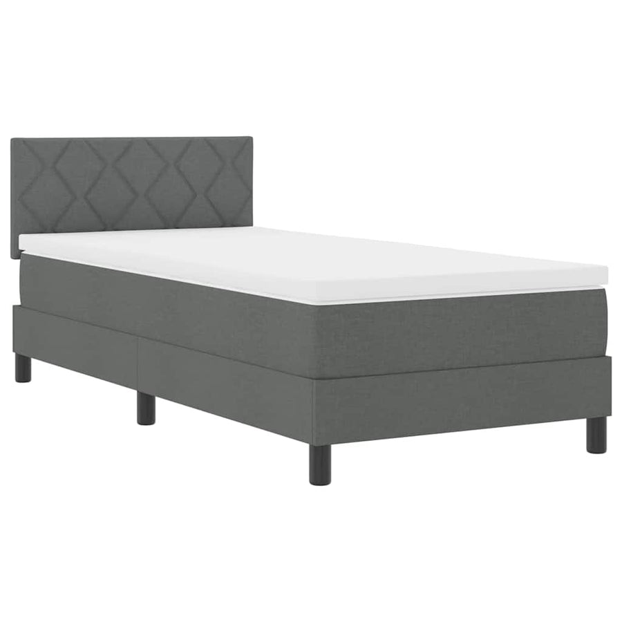 Boxspringbed met matras Donkergrijs 100 x 200 cm Stof