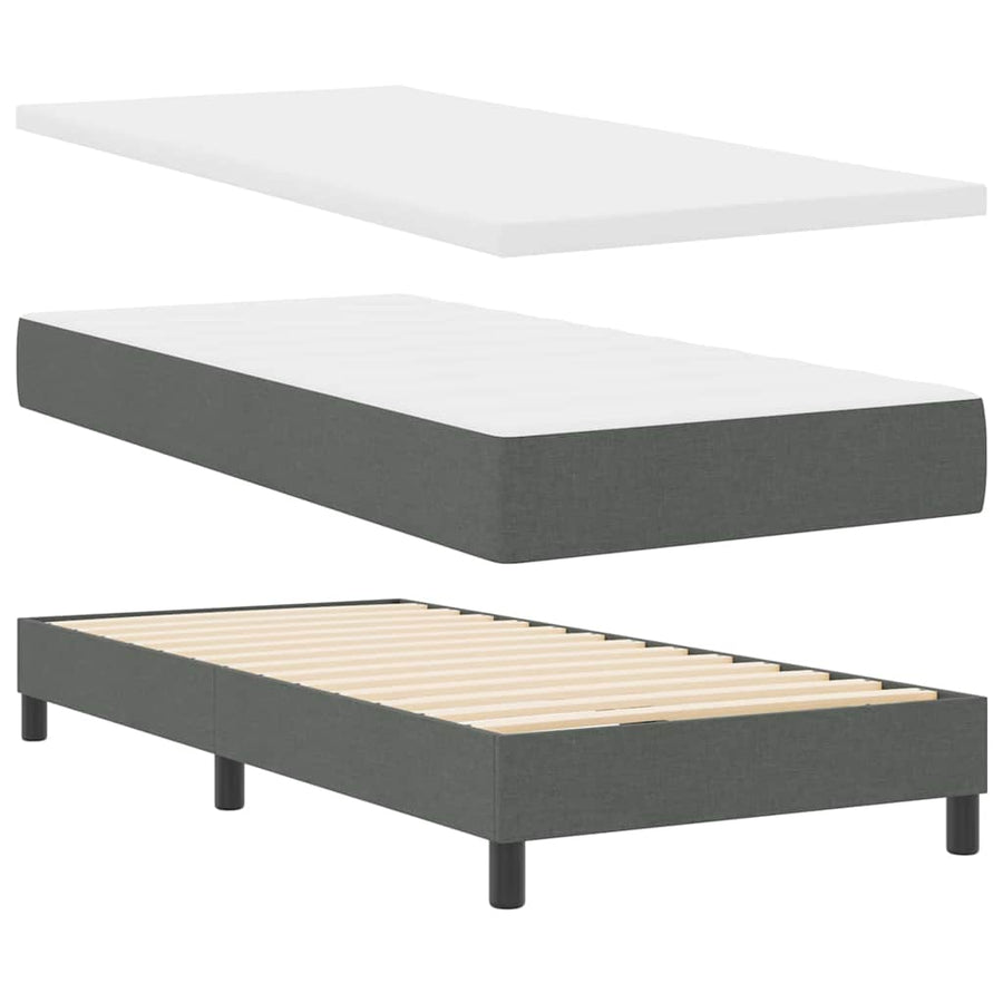 Boxspringbed met matras Donkergrijs 120 x 190 cm Stof