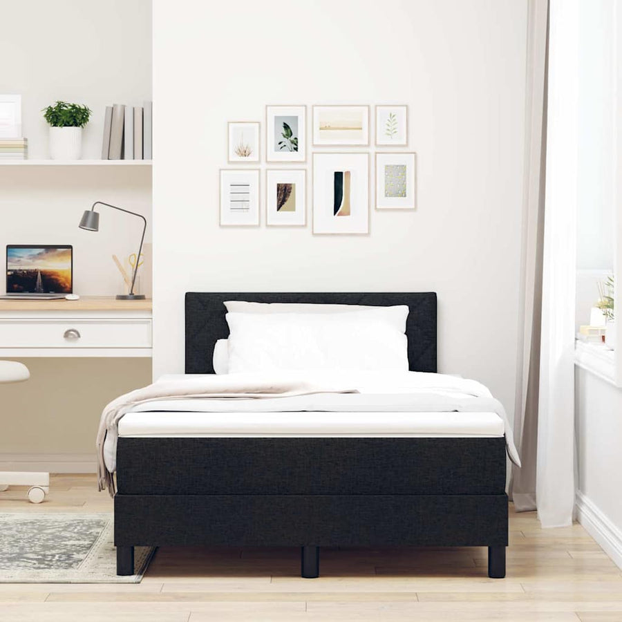 Boxspringbed met matras met hoofdeinde Zwart 120 x 190 cm Stof
