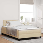 Box spring bed with mattress with headboard Cream 120 x 190 cm Fabric