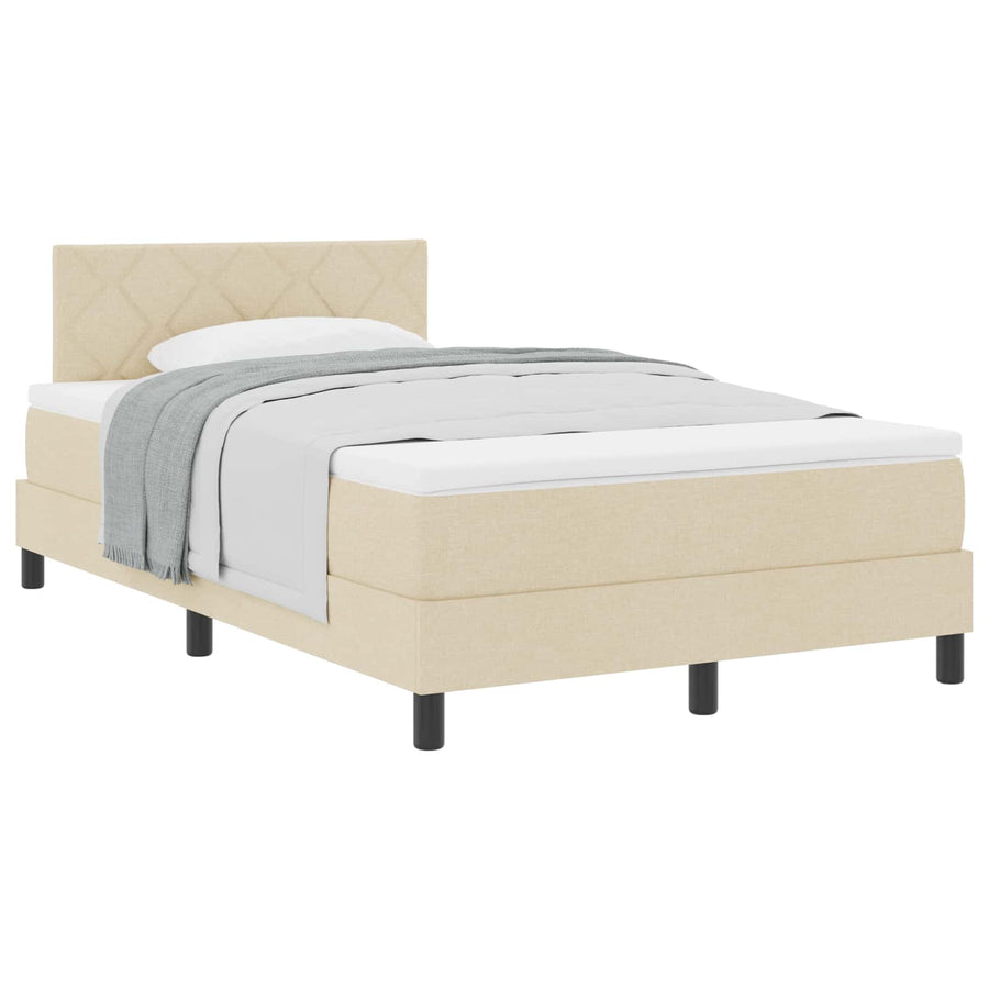 Boxspringbed met matras met hoofdeinde Crème 120 x 190 cm Stof