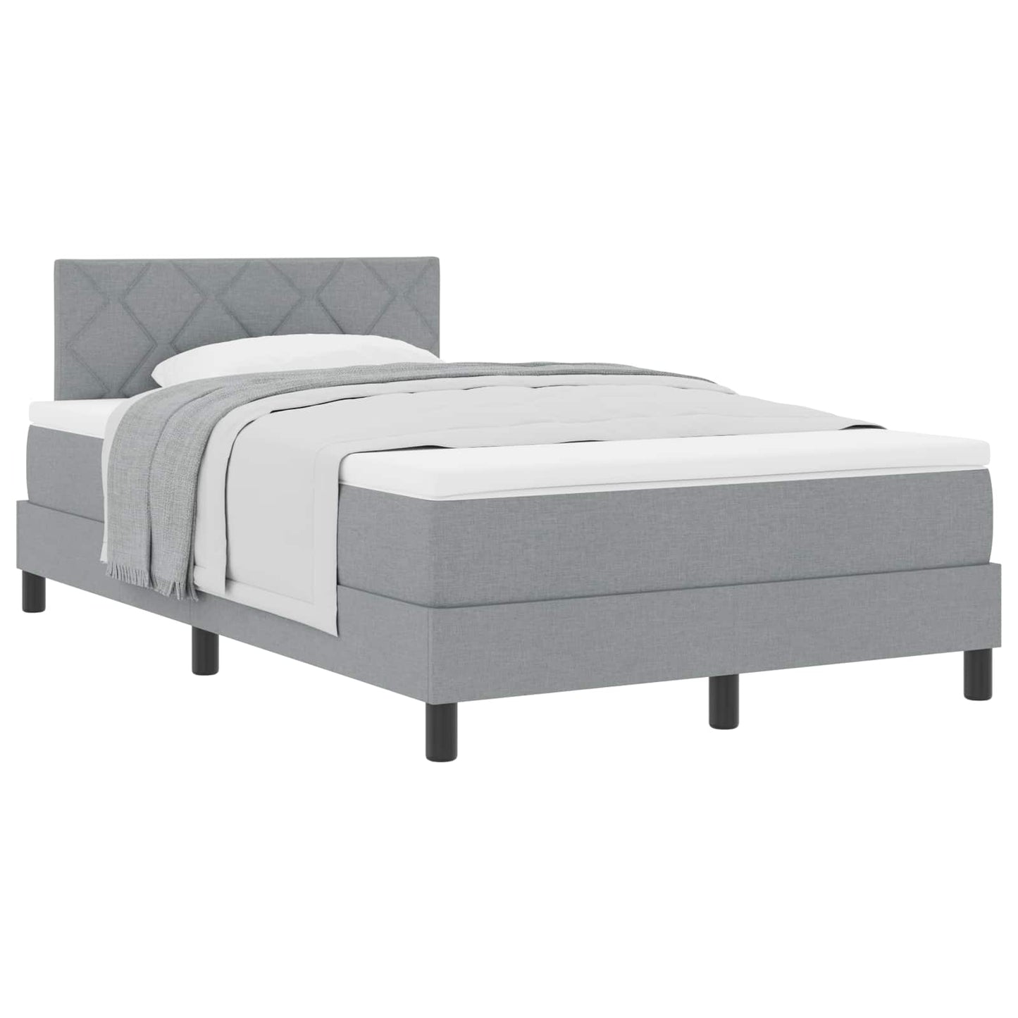 Boxspringbed met hoofdeinde Lichtgrijs 120 x 200 cm Stof