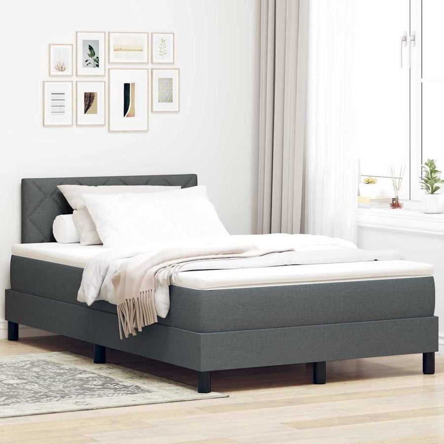 Boxspringbed met matras Donkergrijs 120 x 200 cm Stof