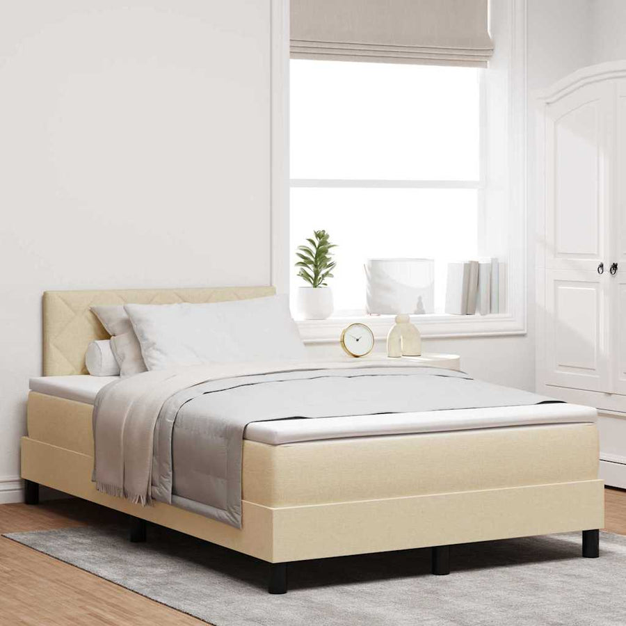 Boxspringbed met matras met hoofdeinde Crème 120 x 200 cm Stof